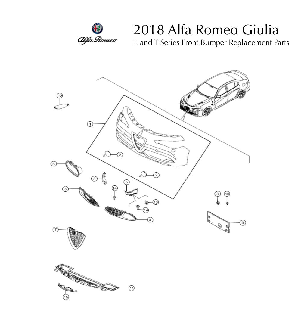 2018 Alfa Romeo Giulia Front Bumper L And T Series Replacement Parts