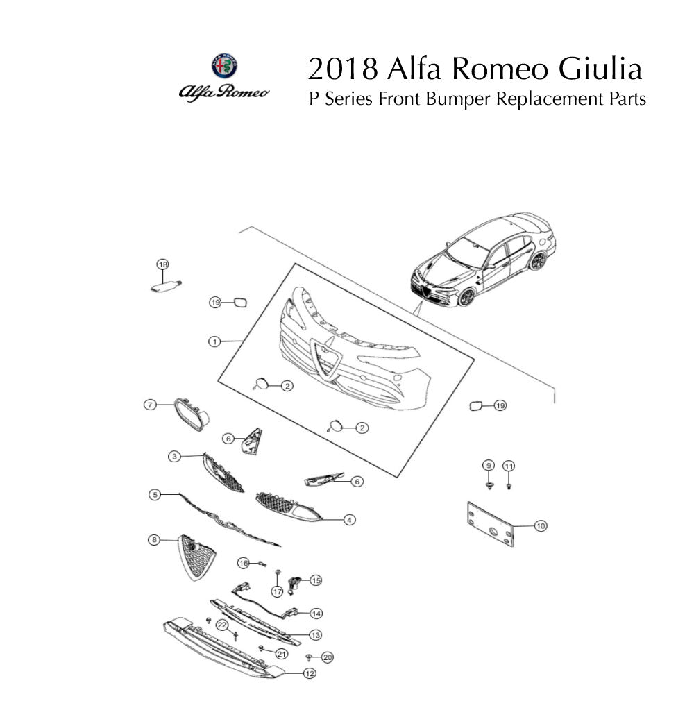 2018 Alfa Romeo Giulia Front Bumper P Series Replacement Parts