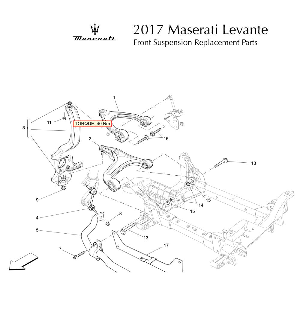 2017 Maserati Levante Front Suspension Replacement Parts