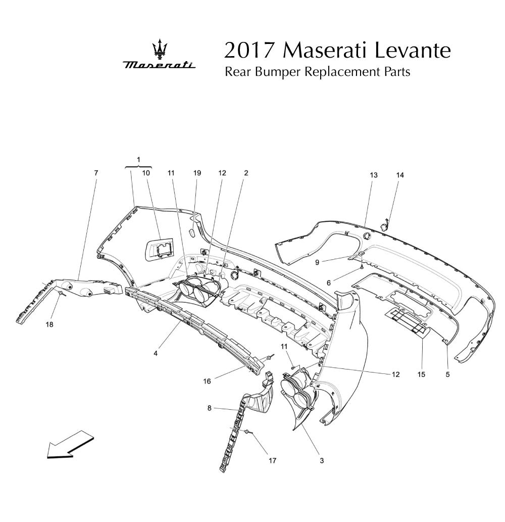 2017 Maserati Levante Rear Bumper Replacement Parts