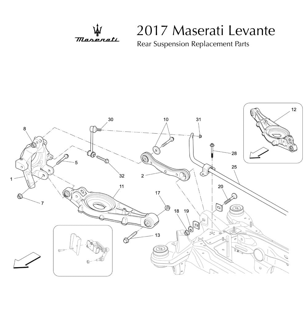 2017 Maserati Levante Rear Suspension Replacement Parts A
