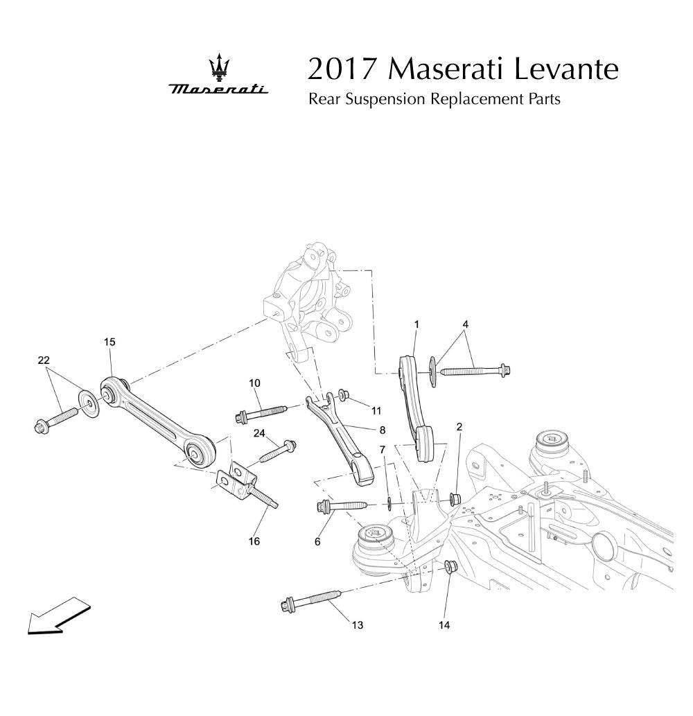 2017 Maserati Levante Rear Suspension Replacement Parts B
