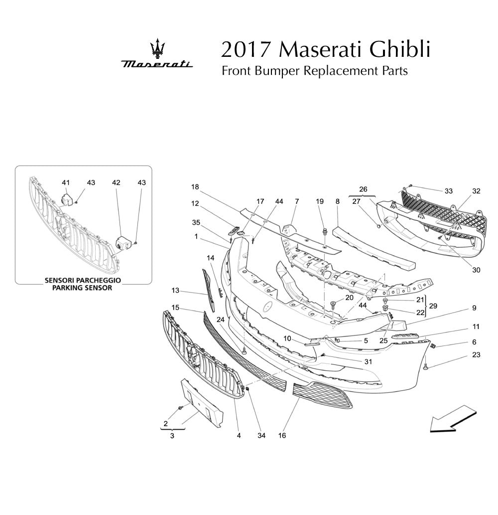 2017 Maserati Ghibli Front Bumper Replacement Parts