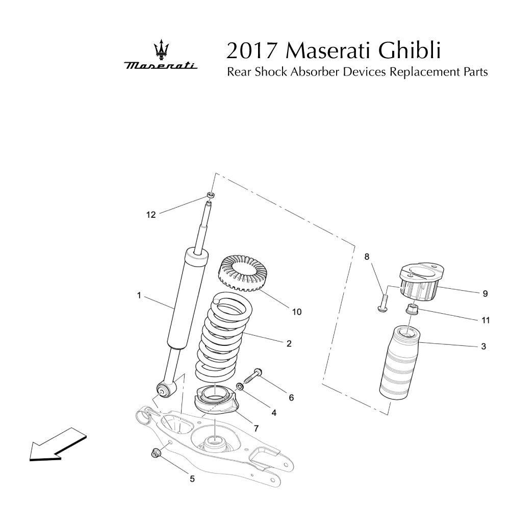2017 Maserati Ghibli Rear Shock Absorber Devices Replacement Parts