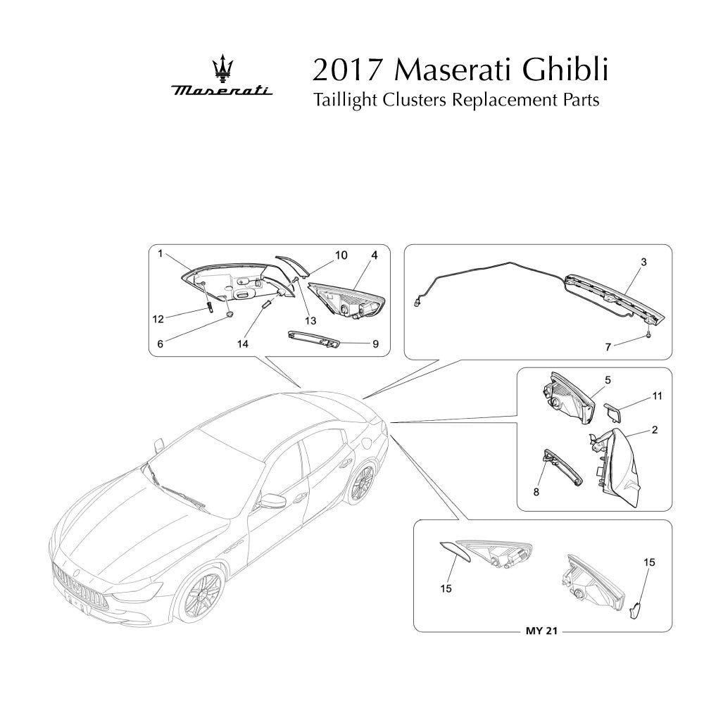 2017 Maserati Ghibli Taillight Clusters Replacement Parts
