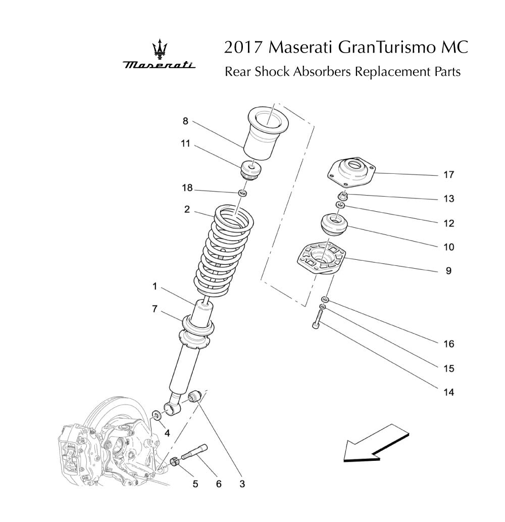 2017 Maserati GranTurismo MC Rear Shock Absorber Devices Replacement Parts