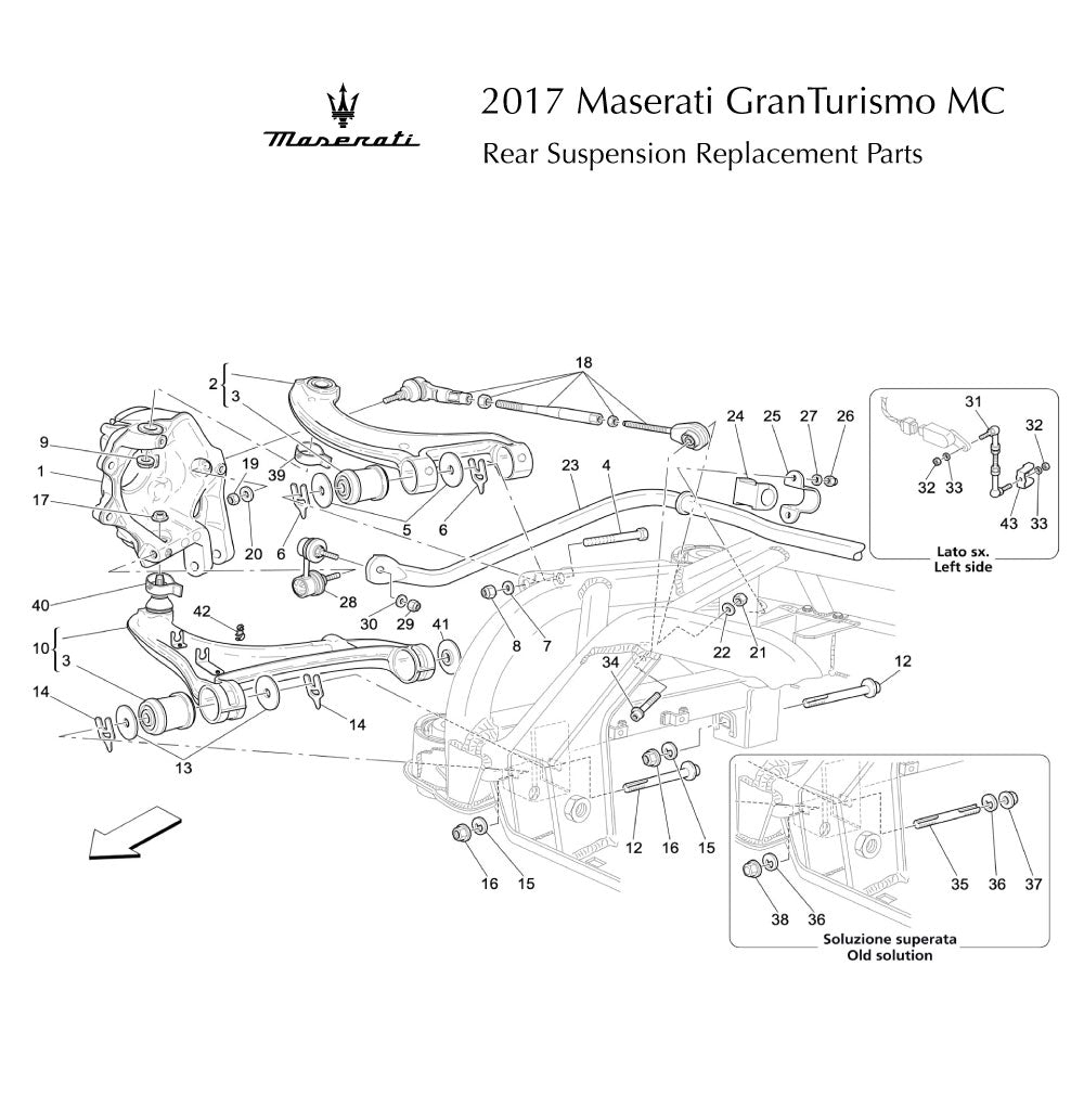 2017 Maserati GranTurismo MC Rear Suspension Replacement Parts