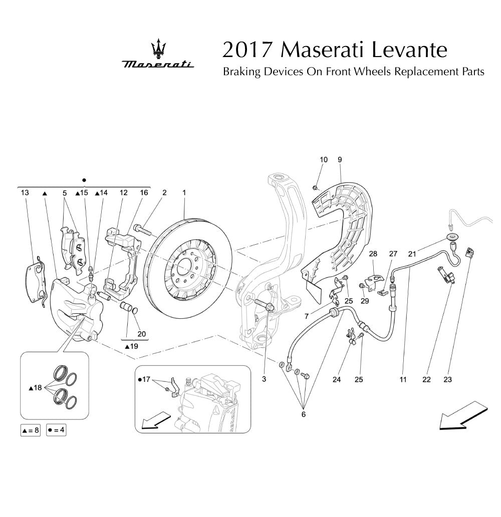 2017 Maserati Levante Braking Devices on Front Wheels Replacement Parts