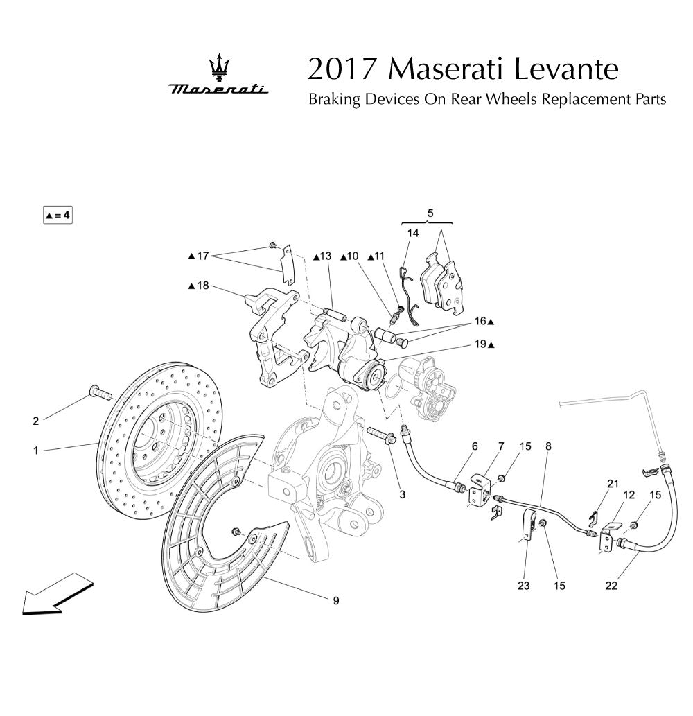 2017 Maserati Levante Braking Devices on Rear Wheels Replacement Parts