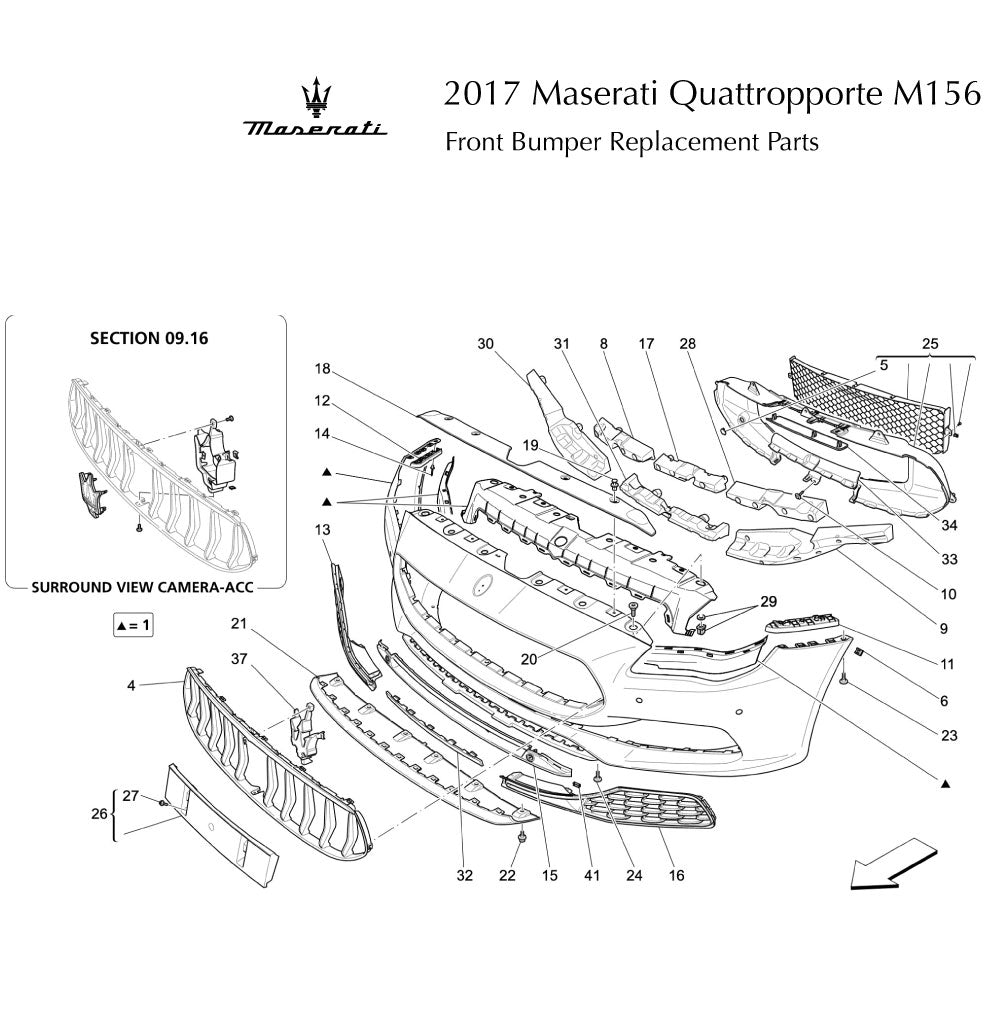 2017 Maserati Quattropporte M156 Front Bumper Replacement Parts