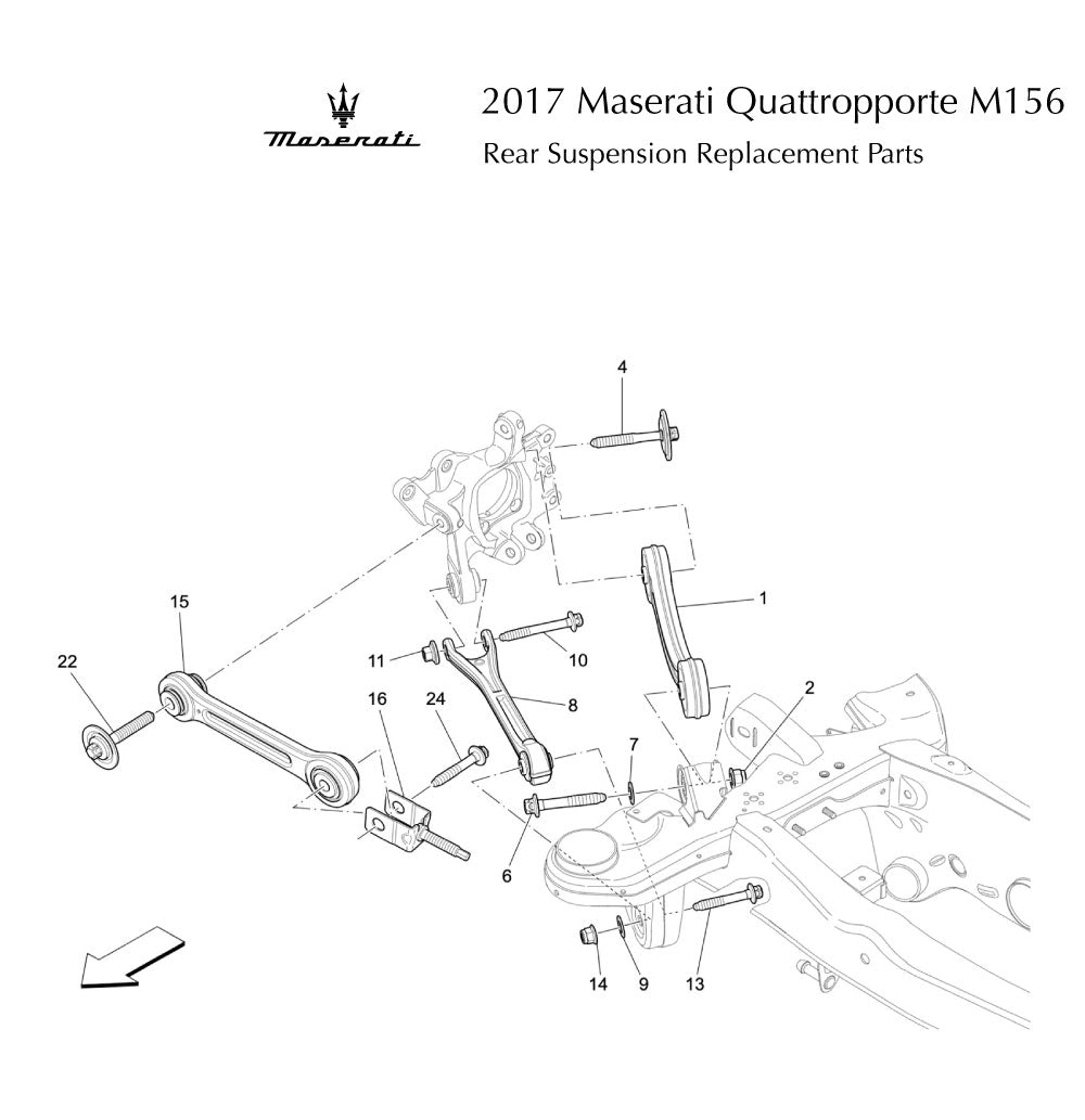 2017 Maserati Quattropporte M156 Rear Suspension Replacement Parts B