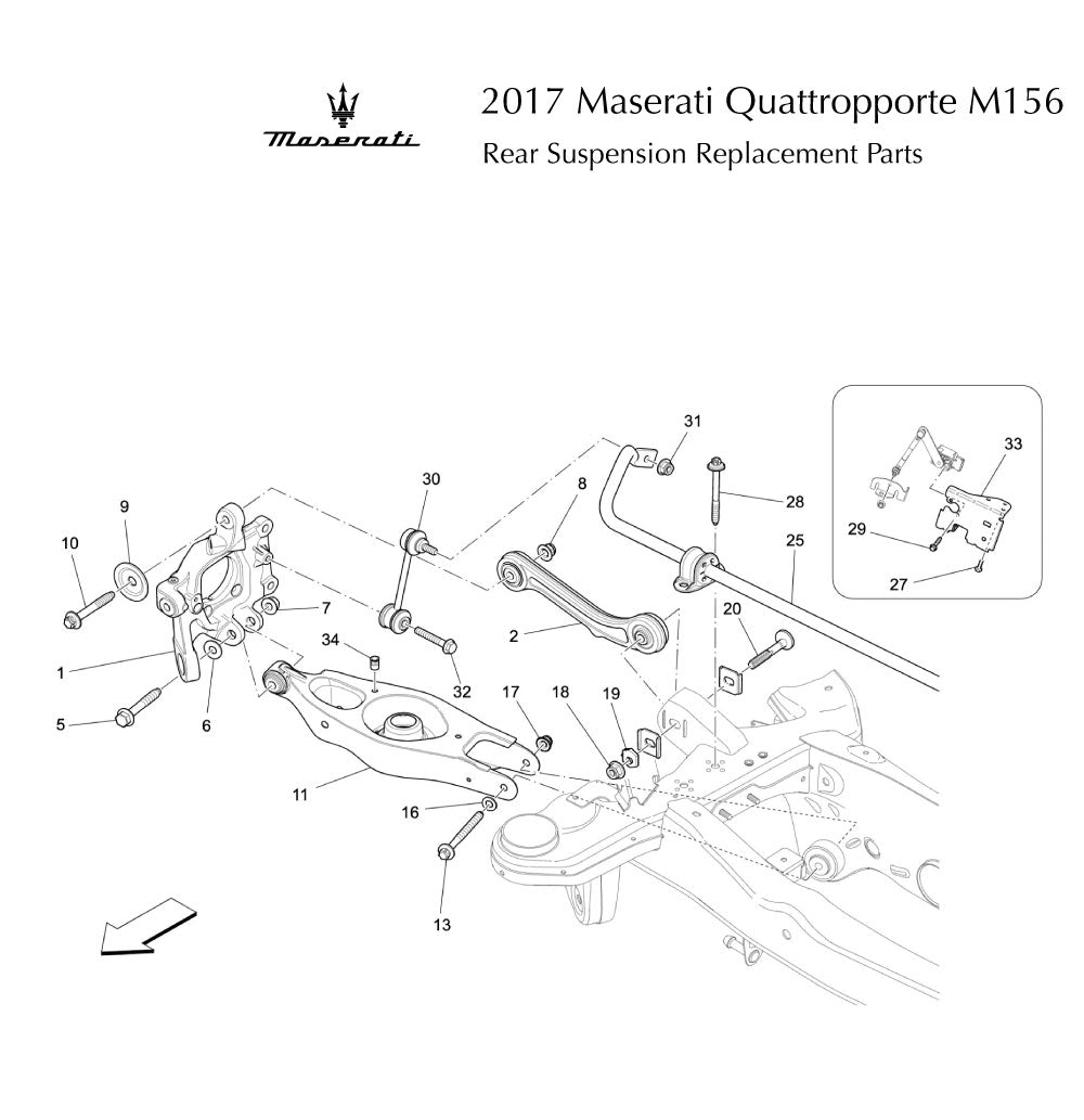 2017 Maserati Quattropporte M156 Rear Suspension Replacement Parts A