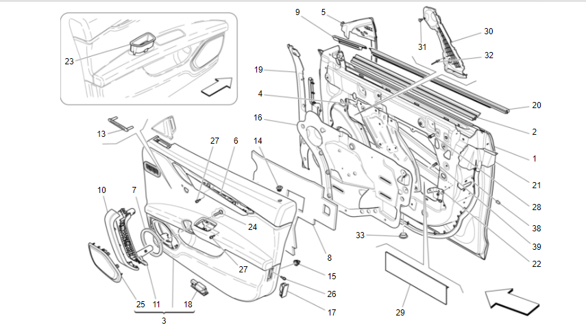 2017 Maserati Ghibli Front Door Replacement Parts