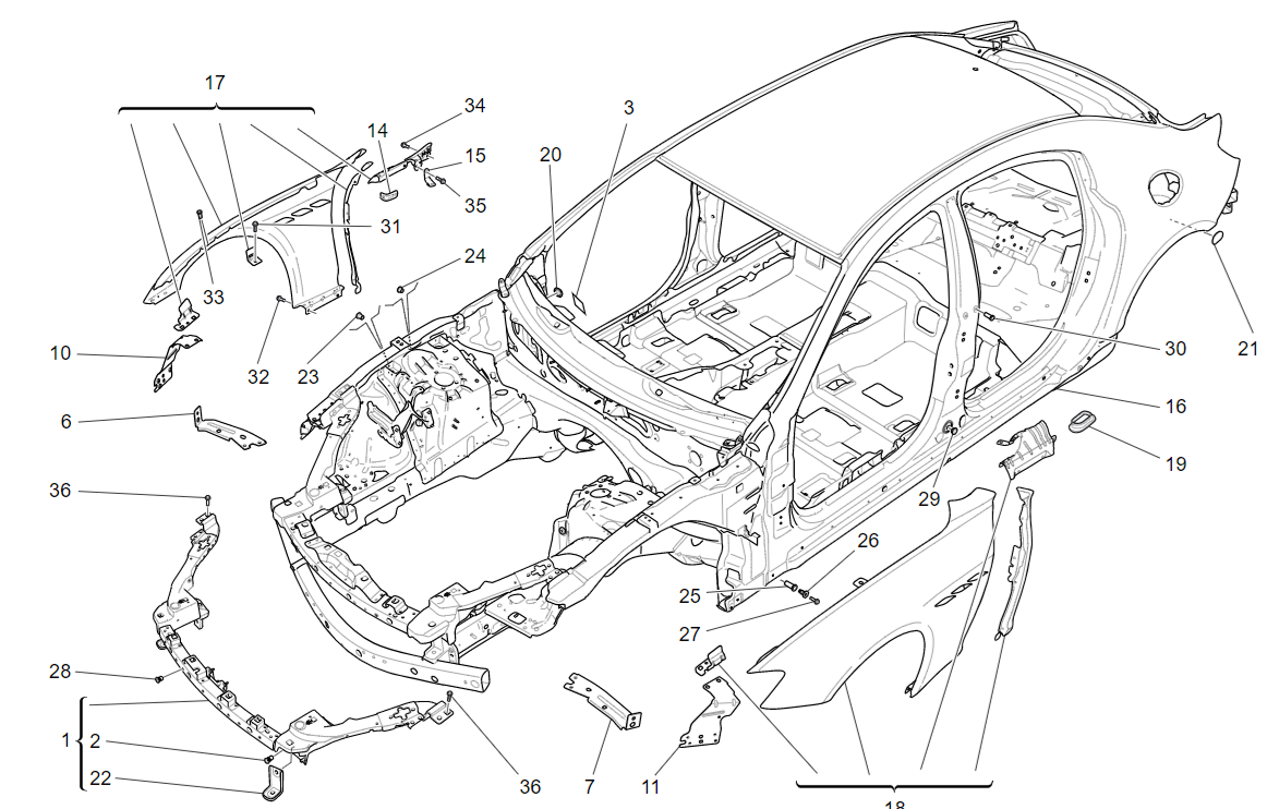 2017 Maserati Ghibli Side Panel Replacement Parts