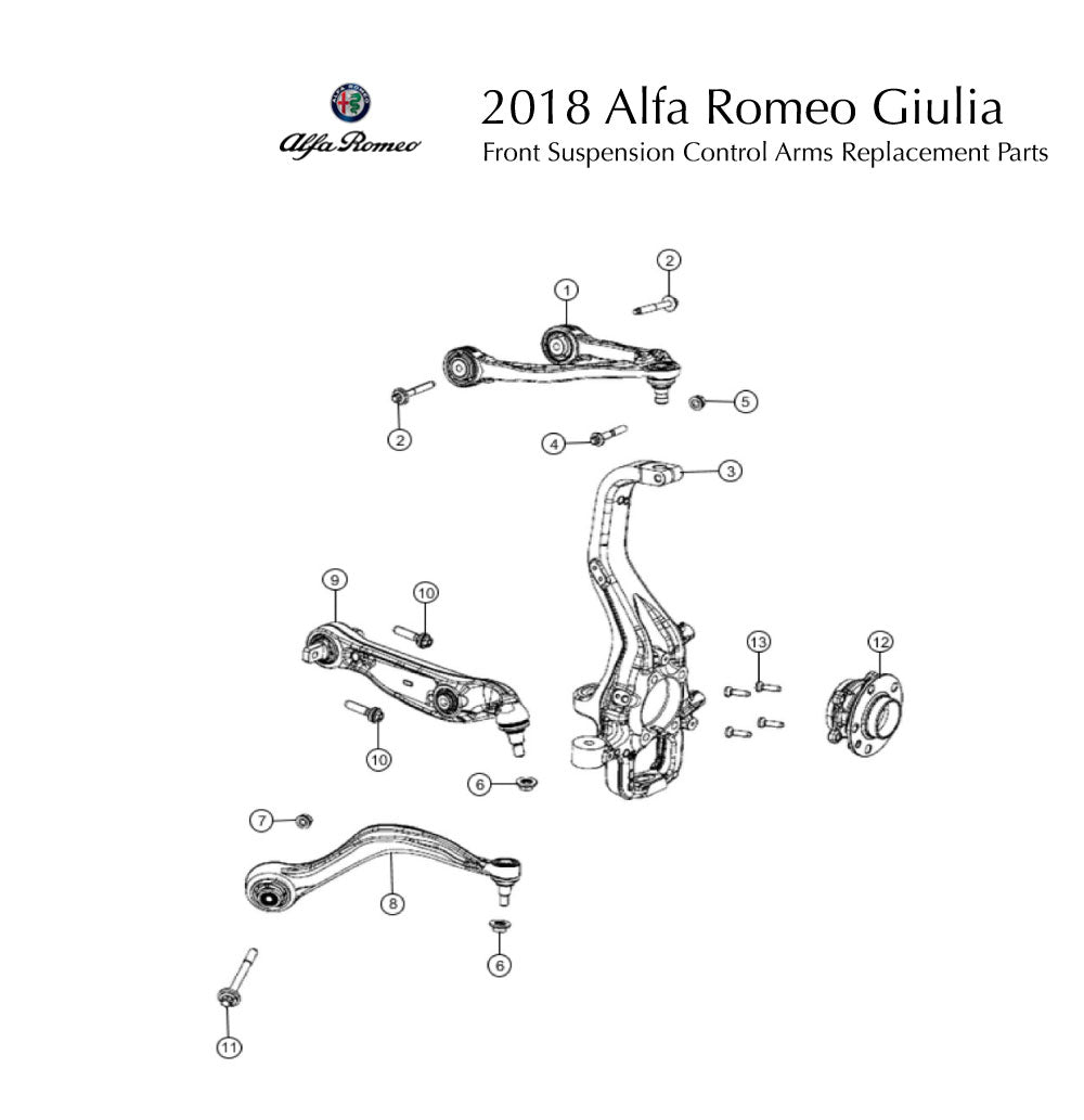 2018 Alfa Romeo Giulia Front Suspension Control Arms Replacement Parts