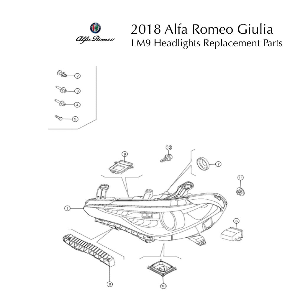 2018 Alfa Romeo Giulia LM9 Headlights Replacement Parts