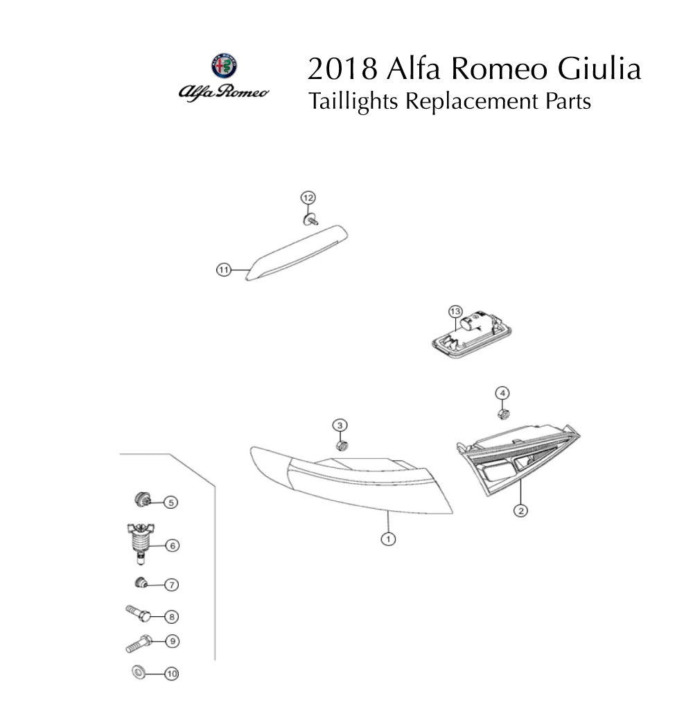 2018 Alfa Romeo Giulia Taillights Replacement Parts