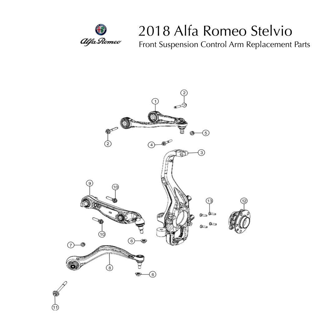 2018 Alfa Romeo Stelvio Front Suspension Control Arms Replacement Parts