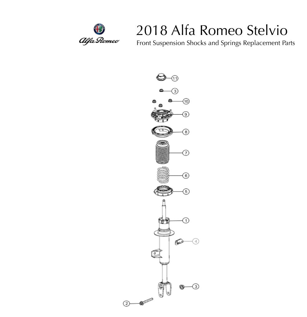 2018 Alfa Romeo Stelvio Front Suspension Shocks and Springs Replacement Parts