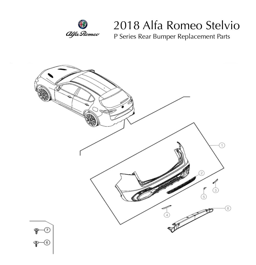 2018 Alfa Romeo Stelvio Rear Bumper P Series Replacement Parts