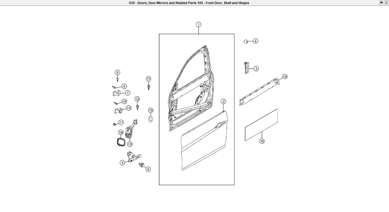 2018 Alfa Romeo Stelvio Front Door Shell and Hinges Replacement Parts