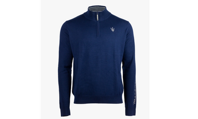 Maserati Men's Quarter Zip Sweater Navy Blue