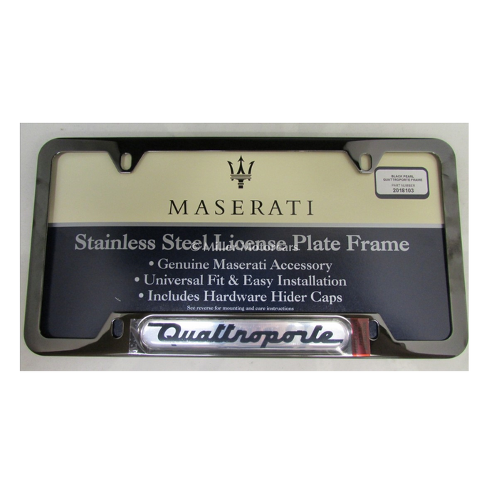 Maserati Quattroporte Black Pearl License Plate Frame