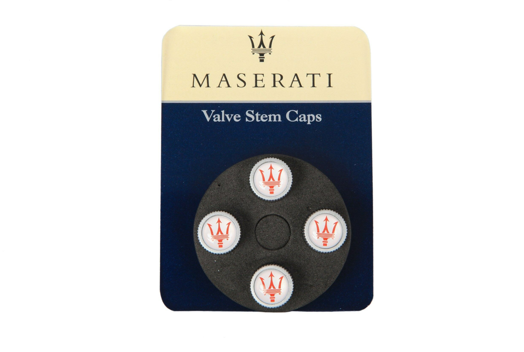 Maserati Valve Caps (White/Red)